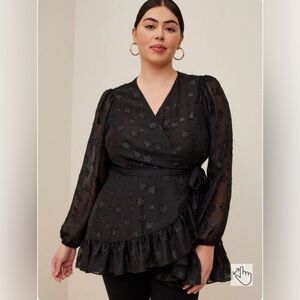 Torrid Black Star Wrap Blouse